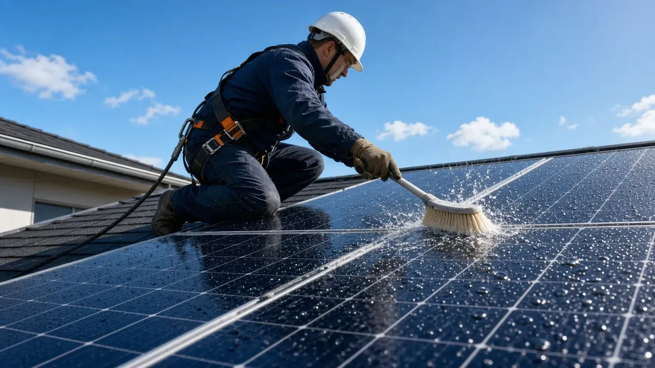 Čišćenje i održavanje solarnih panela na krovu kuće